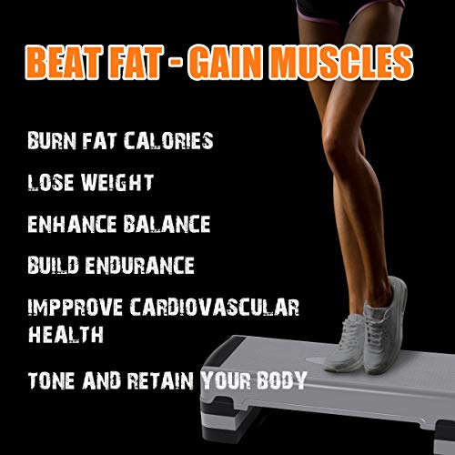 Giantex 35" Aerobic Step, Non-Slip Surface, Height-Adjustable 6" - 8" - 10" Step Aerobics Platform, Workout Fitness Equipment Stepper Trainer, Exercise Step Platform with 3 Riser