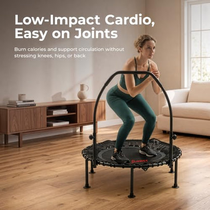 Sunny Health & Fitness 36"/40"/48" Bungee Exercise Trampoline with Handlbar - size: 40" trampoline