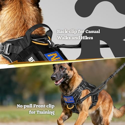 rabbitgoo Tactical Dog Harness for Small, Heavy Duty Military No Pull Vest - color: Black Reflex, size: Small
