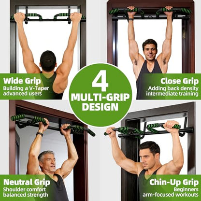 Upgrade Pull Up Bar for Doorway with Ergonomic Grip, Upto 440 Lbs Capacity No Screws Pullup Bar for Home Gym Indoor Exercise Strength Training, Authorized Under US Patent