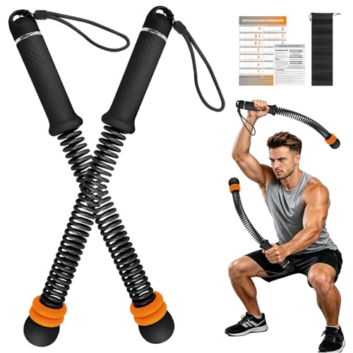 Weighted Cordless Battle Ropes – Adjustable Resistance Ropeless Battle Ropes for Home Gym with Non-Slip Handle, Portable Low-Noise Fitness Equipment for HIIT & Low-Impact Cardio Workouts – Black - color: Black