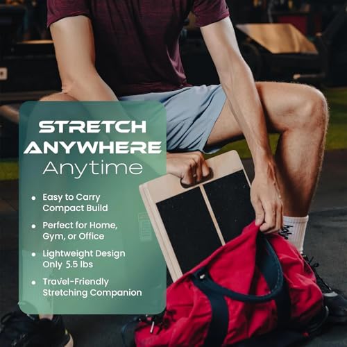 Slant Board for Calf Stretching, with Adjustable Incline Angle, Anti-Slip Design, Made of Wooden Materials, Capable of Supporting 450 Pounds,Suitable for Relieving Foot and Leg Pressure