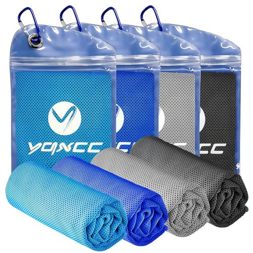 4 Pack Cooling Towels (40"x12"), Ice Cool Neck Towel, Soft Breathable Microfiber for Gym, Yoga, Golf, Running, Camping & All Hot Weather Activities