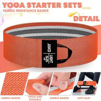 Non-Slip Hip Resistance Bands for Working Out - Fabric Elastic Exercise Bands Strength Training, Physical Therapy, Pilates & Yoga - Booty Workout Bands for Women/Men Legs & Thigh Glutes