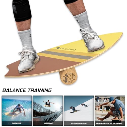 Balance Board Trainer with Rollers | 10-Layer Premium Wooden Wobble Board for Core Strength, Stability & Fitness | Non-Slip Yoga, Surf, Skate & Home Training Board