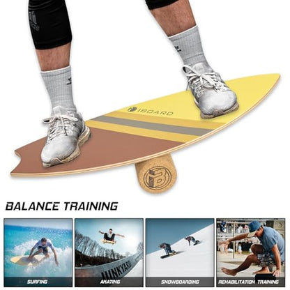 Balance Board Trainer with Rollers | 10-Layer Premium Wooden Wobble Board for Core Strength, Stability & Fitness | Non-Slip Yoga, Surf, Skate & Home Training Board