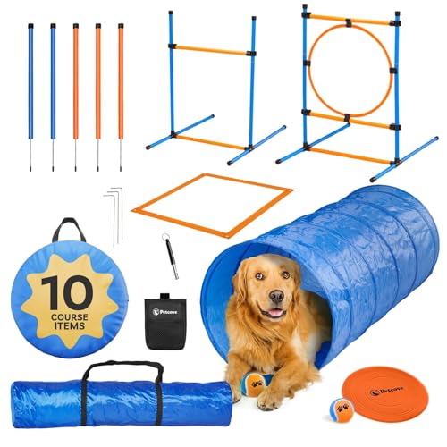 PetCove Dog Agility Course Backyard Set, Dog Agility Equipment, Dog Obstacle Course Backyard, Agility Training Equipment for Dogs, Dog Agility Tunnel