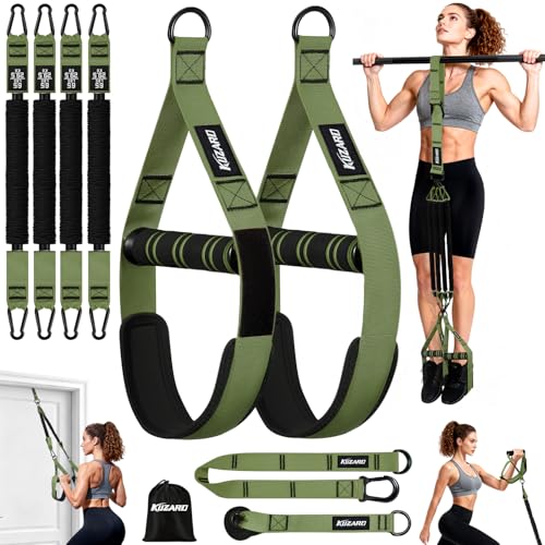 Pull Up Assistance Bands for Women, Heavy Duty Resistance Bands with Handles, Exercise Band with Door Anchor, Workout Band Set for Pull Up Bar, Full Body Sculpting,Muscle Training, Recovery, Home Gym - color: Green