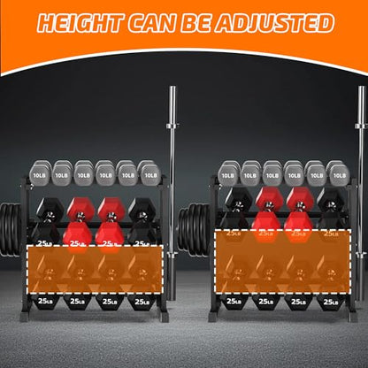 PLKOW Adjustable 3-Tier Dumbbell Rack for Home Gym Weight Storage - color: Deep Black