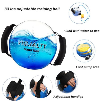 Small & Large Aqua Ball Bundle | Unpredictable Resistance for Engaging Stabilizer Muscles | Portable Workout Equipment for Home, Travel, Athletes & Beginners