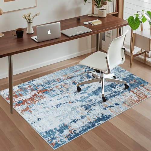 Office Chair Mat for Hardwood Floor, 48"x36" Easy Glide Computer Chair Mat Protector for Rolling Chair Under Desk Rug Nonslip Backing, Machine Wash - color: Sea Abstraction, size: 36"x48"