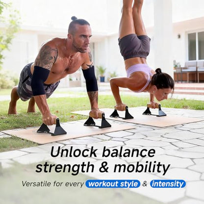 Rocalt Push Up Bars with Wooden Handles, Heavy Duty Steel Parallettes Push Up Handles, Anti-Slip Calisthenics Equipment for Home Gym, Wrist-Friendly Strength Training Bars