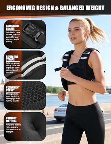 Henkelion Weighted Vest Weight Vest for Men Women Kids Weights Included, Body Weight Vests Adjustable for Running, Training Workout, Jogging, Walking