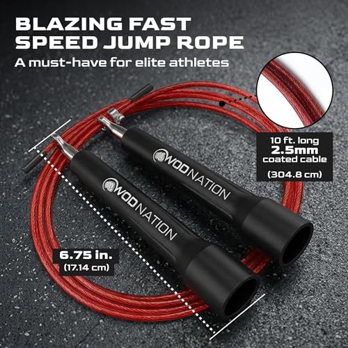 Speed Jump Rope for Men & Women with Adjustable Alloy Steel Cable, Lightweight Handles, and Smooth Rotation—Perfect for Boxing, Cross Training, Double Unders, & High-Intensity Workout - Silver & Black