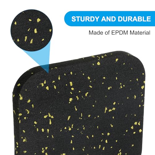 PATIKIL Treadmill Mat, 4 Pcs Exercise Equipment Mat Noise Reduction for Floor Protection, Washing Machine Pads, Anti Vibration Rubber Mats for Bike, Black/Yellow