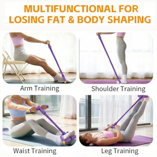 Pedal Resistance Bands with Handles for Women, 6-Tube Durable Pedal Exerciser for Home & Office Workout, Natural Rubber Resistance Band for Full Body Toning, Training Abdomen, Waist, Arms & Legs