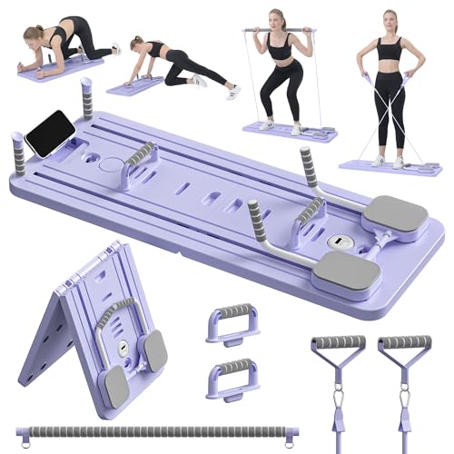 Pilates Board - Pilates Reformer Set, Multi-Purpose Foldable Pilates Reformer Board for Home, 5 in 1 Pilates Sliding Board - color: Purple Set
