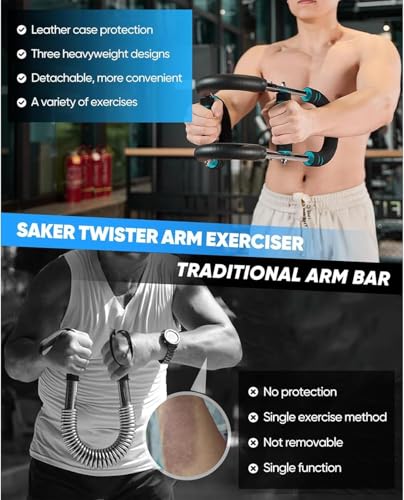Twister Arm Trainer, 40-100lb Adjustable Chest Workout Equipment, Arm Trainer, Twister Arm Trainer, Portable Power Twister Bar, Detachable Design Fitness Anywhere - color: BLUE