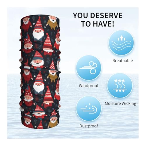 Xmas Funny Gnomes Prints Multifunctional Sport Headband – Seamless Stretch Neck Gaiter for Hiking, Biking, Running & Outdoor Activities – Soft, Quick-Dry, No-Fade Design