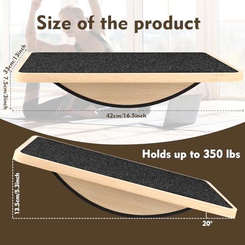 Balance Board for Adults-Anti-Slip Wobble Board for Physical Therapy, Office Balance Beam, Core Strength Trainer-Wooden Rocker Board