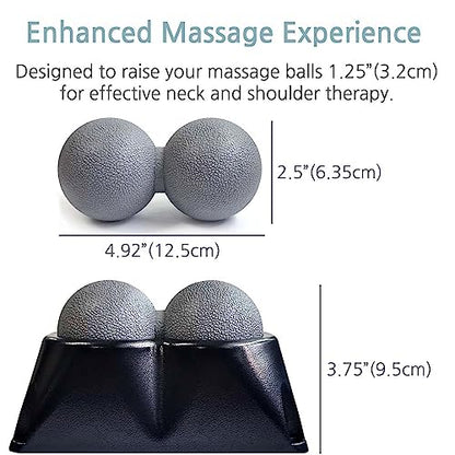 Double Lacrosse Peanut Massage Ball Riser for Headache, Neck, Shoulder & Back Pain Relief (Riser)