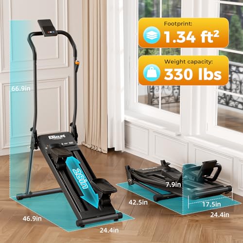 ERGOLIFE Stair Stepper for Home Gym, Stair Climber Workout Machine with Upgraded 6-Level Adjustable Resistance, Foldable Vertical Full Body Cardio Equipment, Non-Slip Pedals, Quiet 350 LBS Capacity - color: Black-Orange