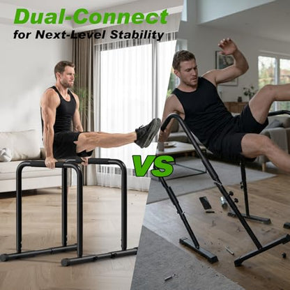 Dip Bar with Dual Inner Connectors, Adjustable Height & Width Parallel Bars, 1100LBS Heavy Duty Calisthenics Bars, Stable Design Calisthenics Equipment Dip Bars for Home Strength Training