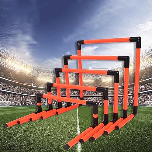 Portable Hurdles Training Equipment, 5 Pack Different Height Hurdles for Kids, Plastic Soccer Agility Workout Trainer Kit, Track and Field Hurdles (Red)