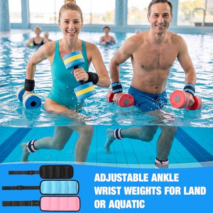 3 Pairs Ankle Weights for Men Women 0.5lb/1lb/1.5lb Adjustable Swimming Ankle Wrist Weights Bands Set for Pool Aqua Cuffs Aerobics Fitness Jogging Walking Running Yoga - color: Pink Blue Black