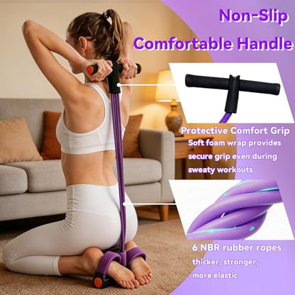Pedal Resistance Band with Handle, 6-Tube Elastic Yoga Pedal Puller Exercise Bands, Multifunctional Stretch Bands for Exercise, Home Workout Equipment for Legs Arms Abs