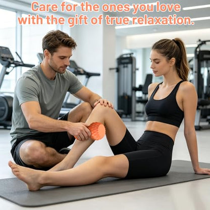 Vibrating Peanut Massage Ball, 3 Gear Heating, 5 Modes Deep Tissue Massager, Rechargeable Myofascial Release Roller for Muscle Pain Relief, Fitness, Yoga(Orange) - color: Orange