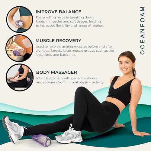 Oceanfoam Ripple Small Foam Roller for Physical Therapy (Purple Marbled) - color: Purple Marbled