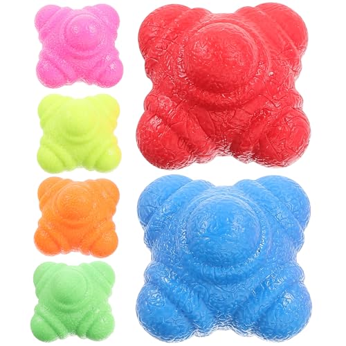 6pcs Hexagonal Reaction Balls for Agility Training Tpr Fitness Equipment for Hand-eye Coordination Speed and Reflex Improvement for Sports and Workout