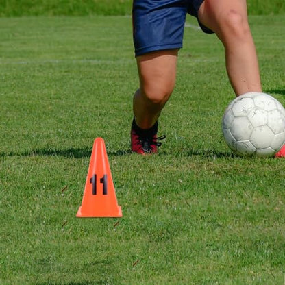 ABOOFAN Numbered Plastic Training Cones Set 1-15, 23cm High Athletic Disc Markers for Soccer Basketball Agility Drills, Sports Field Fitness Equipment for Outdoor Practice