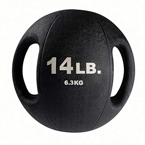 Body-Solid Exercise Medicine Balls, Heavy-Duty Non Slip Rubber Grip with Dual Handles Medicine Ball for Weights Training, Weightlifting & Core Workouts - size: 14 lbs.