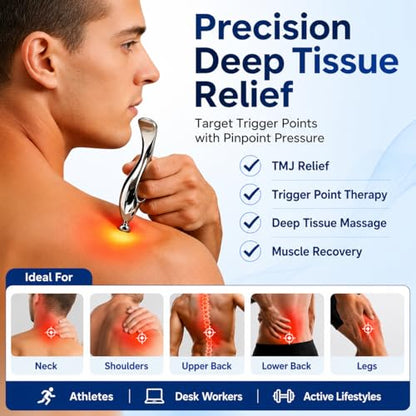 Trigger Point Massage Tool for Pain Relief, Deep Tissue Massage & Gua Sha, Fascia Release Muscle Scraper Acupressure Tool for TMJ Relief, Muscle Recovery, Full-Body Massage & Therapists