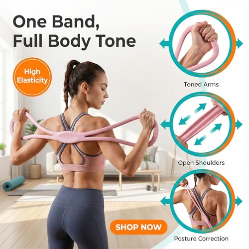 Resistance Bands, Figure 8 Resistance Bands for Women Men, 8 Shaped Resistance Rubber Band for Arms, Back, Shoulder Stretch with Handles, Not Break, Portable
