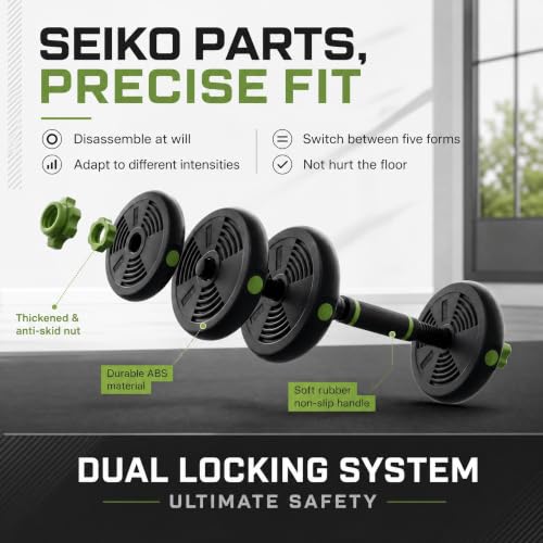 Adjustable Dumbbell Set 44LB, 4-in-1 Free Weight Set with Barbell & Kettlebell & Push-Up Handles, Compact All-in-One Home Gym for Men & Women, Anti-Slip Grip, Quiet Rubber-Coated Plates