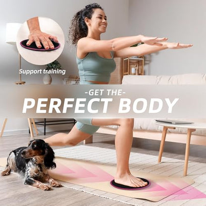 ZILLEEN Exercise Sliders for Working Out Fitness Discs for Pilates Women Men, 2 Pack - color: Pink