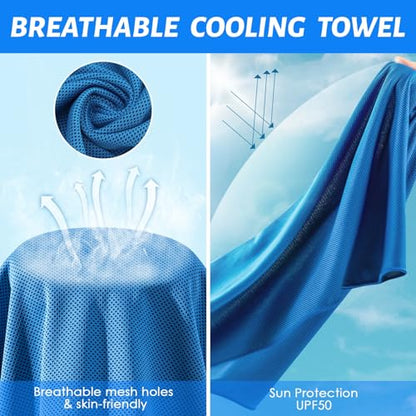 CIVPOWER 4 Pack Cooling Towels (40"x12"): Breathable Cooling Towel for Neck and Face - Microfiber Soft Chilly Towel for Yoga Gym Sport Running Workout Camping Climb