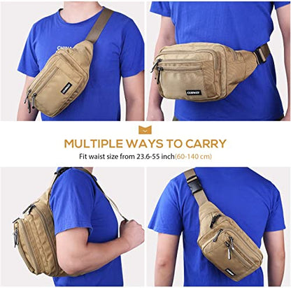 CXWMZY Fanny Packs For Women & Men Waist Pack Hip Bum Bag with Multi-Pockets Large Capacity Waterproof Casual Bum Bag for Disney Traveling Casual Cycling Running Hiking - color: Khaki