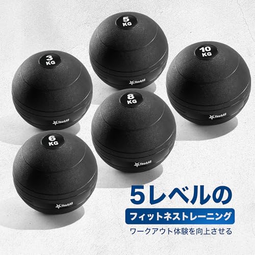 Yes4All KCXO Slam Ball, Medicine Ball, Smooth Surface, 17.6 lbs (8 kg), for Strength Training/Workout, Kg Notation Type