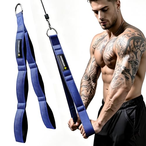 MANUEKLEAR 3 Grip Lengths in 1 Tricep Rope Cable Attachment with Ergonomic Handles, Greater ROM for Tricep Push Down Attachment Professional Gym Rope for Overhead Extension - color: Blue