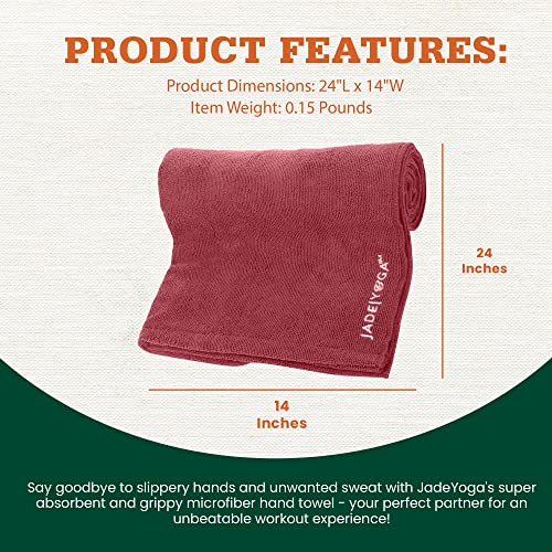 JadeYoga Non-Slip & Quick Dry Yoga Hand Towel - Microfiber Workout Towel, Super Absorbent Sweat Towel, Lightweight Gym Towel with Great Grip, Yoga Towel for Men & Women - Raspberry (14" x 24") - color: Raspberry