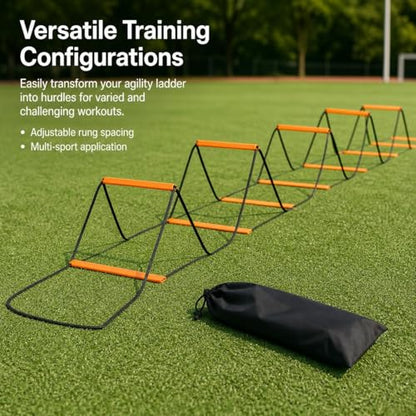 Kids Agility Ladder, Speed Ladder Training for Football & Soccer, 15ft Agility Speed Ladder with Storage Bag, Team Conditioning Equipment, Flitting Agility Ladder 8 Grid - style: Flitting Agility Ladder 8 Grid