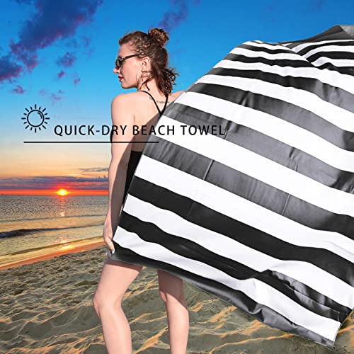 Your Choice Microfiber Beach Towel Sand-Free Quick Dry (67"x35"/60"x30") - color: Z-black Stripes, size: Extra Large(67x35")