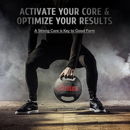 ZELUS Medicine Ball with Dual Grip| 10/20 lbs Exercise Ball |Weight Ball with Handles| Textured Grip Exercise Ball |Strength Training| Core Workouts