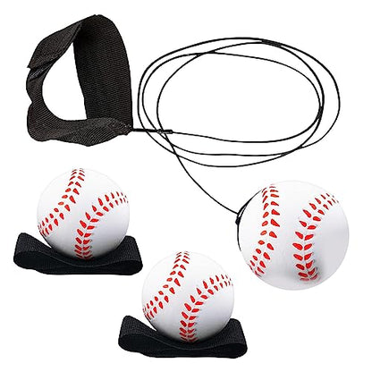 Playbees Reactive Practice Baseballs (3 Pack) – Personal Wrist Return Trainer for Solo Pitching & Catching Practice – High-Elastic Training Ball for Kids & Beginners – Compact Travel Set