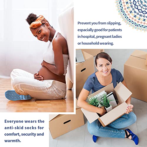 Ozaiic Pilates Socks for Women Non Slip Grip Yoga Barefoot Indoor Workout - color: 3 Pairs -Blue/Gray/Dark Blue