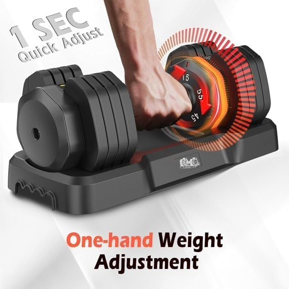 FEIERDUN Adjustable Dumbbell Set, Weight Set for Home Gym, 5/10-in-1 Free Weight Adjustable Dumbbells, Single Hand Twist Adjust with Non-Slip Handles, 90% Space Saving Strength Training for both Men&Women - color: 5 Weight Settings - 55 LB/Pair (110 LB To